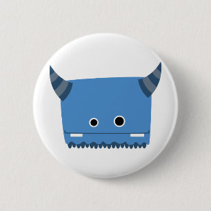 Blue Horned Monster Ronde Button 5,7 Cm