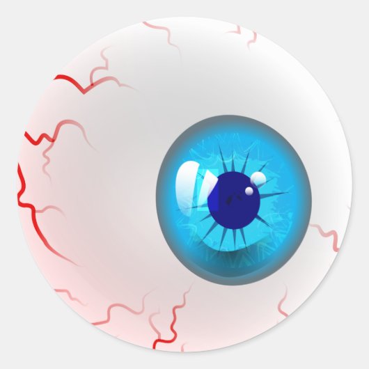 Blue Horror Eyeball Ronde Sticker (Voorkant)