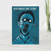 Blue Horror Monster Custom Zombie Birthday Kaart (Voorkant)