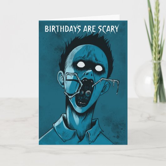 Blue Horror Monster Custom Zombie Birthday Kaart (Voorkant)