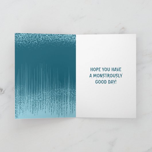 Blue Horror Monster Custom Zombie Birthday Kaart (Binnen)