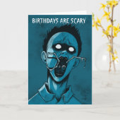 Blue Horror Monster Custom Zombie Birthday Kaart (Gele Bloem)