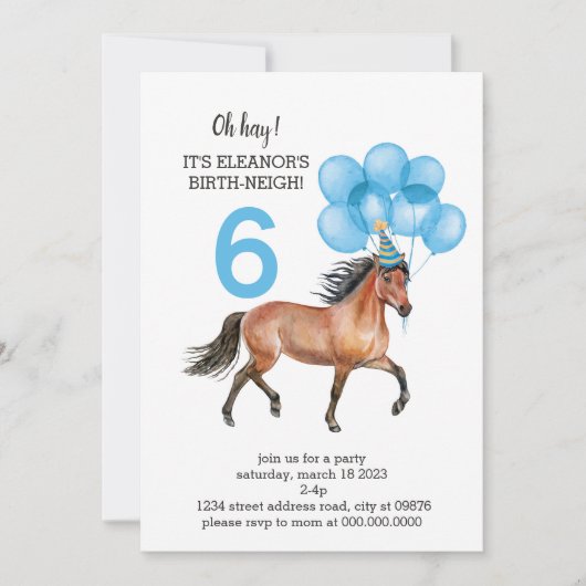 Blue Horse Birthday //Oh Hay Het is jouw geboorte- Kaart (Voorkant)