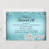 Blue Horse Carriage Princess Sweet 16 Invite Kaart (Voorkant)