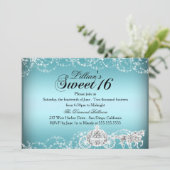 Blue Horse Carriage Princess Sweet 16 Invite Kaart (Staand voorkant)