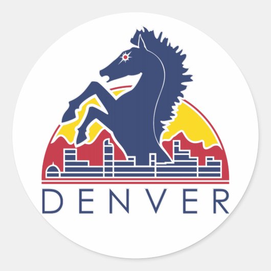 Blue Horse Denver Logo Ronde Sticker (Voorkant)