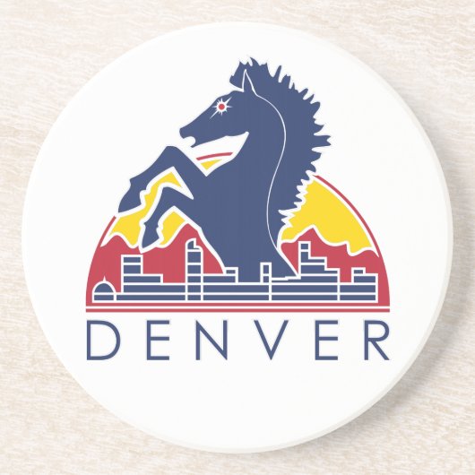 Blue Horse Denver Logo Zandsteen Onderzetter (Voorkant)