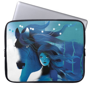 Blue Horse en een Girl-laptophoes Laptop Sleeve