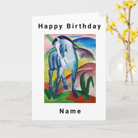 Blue Horse Franz Marc Birthday Kaart (Gele Bloem)