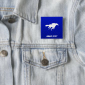 Blue Horse Racing Vierkante Button 5,1 Cm (In situ)