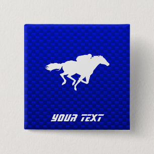 Blue Horse Racing Vierkante Button 5,1 Cm