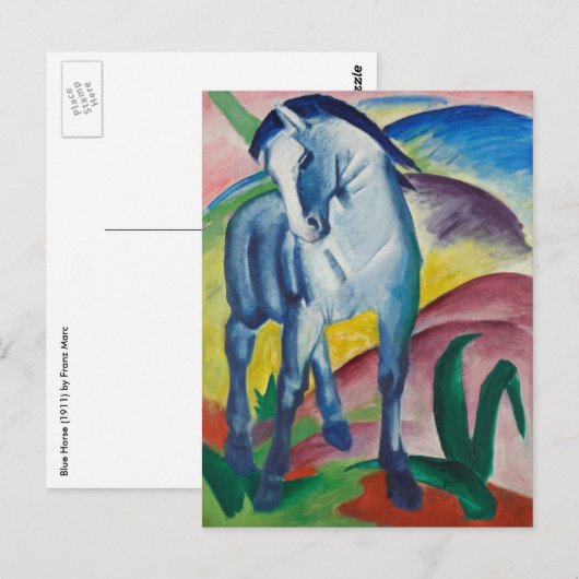 Blue Horse van Franz Marc,  Kunst Briefkaart (Voorkant / Achterkant)