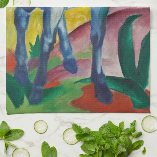 Blue Horse van Franz Marc, Kunst Theedoek (Gevouwen)