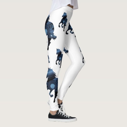 Blue Horses Art Aangepaste Leggings (Rechts)