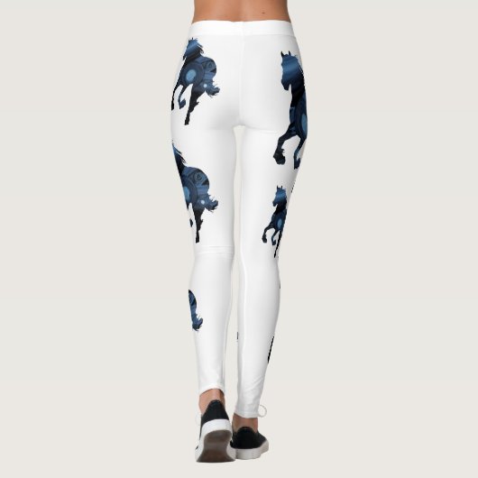 Blue Horses Art Aangepaste Leggings (Achterkant)