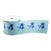 Blue Horses Satin Ribbon Satijnen Lint (Spoel)