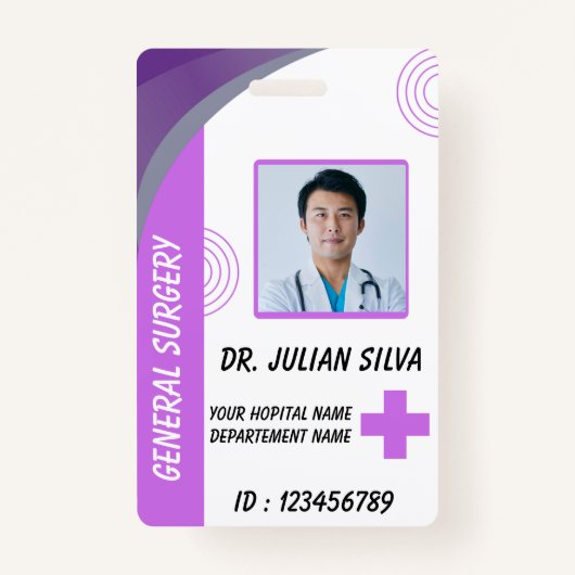 Blue Hospital Employee ID Badge Template (Voorkant)