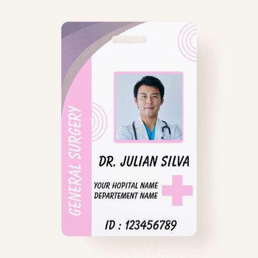Blue Hospital Employee ID Badge Template (Voorkant)
