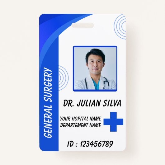 Blue Hospital Employee ID Badge Template (Voorkant)