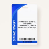 Blue Hospital Employee ID Badge Template (Achterkant)