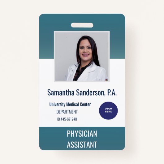 Blue Hospital Employee ID Logo Barcode Badge (Voorkant)