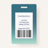 Blue Hospital Employee ID Logo Barcode Badge (Achterkant)