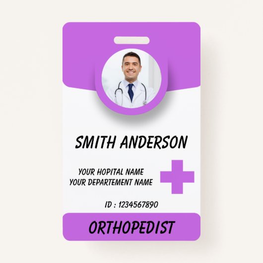 Blue Hospital Logo Employee Photo ID Badge (Voorkant)