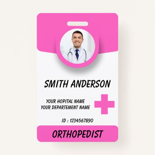 Blue Hospital Logo Employee Photo ID Badge (Voorkant)