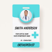 Blue Hospital Logo Employee Photo ID Badge (Voorkant)