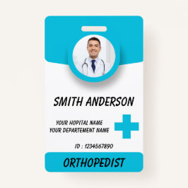 Blue Hospital Logo Employee Photo ID Badge