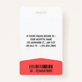 Blue Hospital Logo Employee Photo ID Badge (Achterkant)