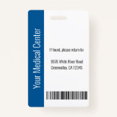 Blue Hospital Medical Employed Photo ID Blue Badge (Achterkant)