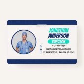 Blue | Hospital Medical Employee Photo ID Badge (Voorkant)