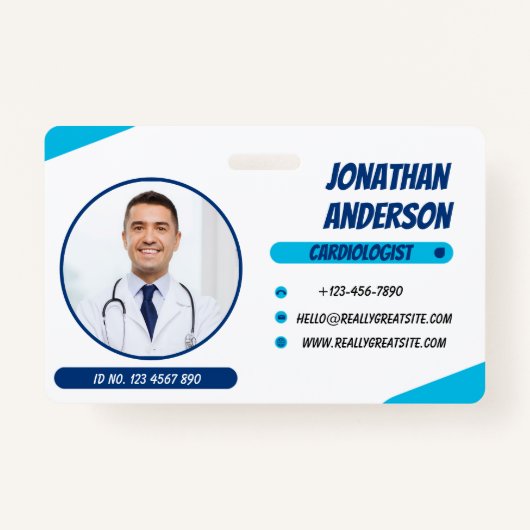 Blue | Hospital Medical Employee Photo ID Badge (Voorkant)
