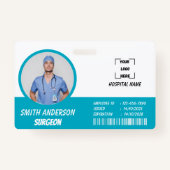 Blue | Hospital Medical Employee Photo ID Badge (Voorkant)