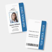 Blue Hospital Medical Employee Photo ID Badge (Front & Back)
