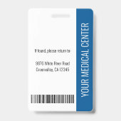 Blue Hospital Medical Employee Photo ID Badge (Back)