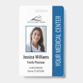 Blue Hospital Medical Employee Photo ID Badge (Front)