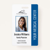 Blue Hospital Medical Employee Photo ID Badge (Voorkant)