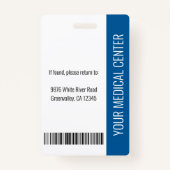 Blue Hospital Medical Employee Photo ID Badge (Achterkant)