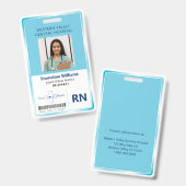 Blue Hospital Nurse Employee Badge (Voor- en achterkant)