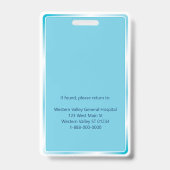 Blue Hospital Nurse Employee Badge (Achterkant)