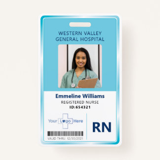 Blue Hospital Nurse Employee Badge
