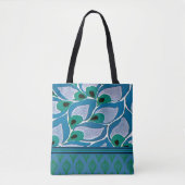 Blue Hostas Art Nouveau Canvas tas (Voorkant)