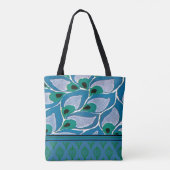 Blue Hostas Art Nouveau Canvas tas (Achterkant)