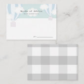 Blue Hot Air Ballon Baby shower Advice Kaart (Voorkant / Achterkant)