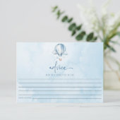 Blue Hot Air Ballon Baby shower Advieskaart (Staand voorkant)