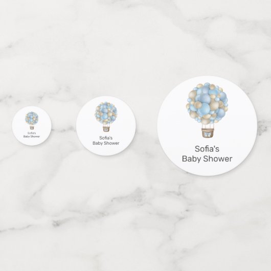 Blue Hot Air Ballon Baby shower Confetti (Voorkanten)