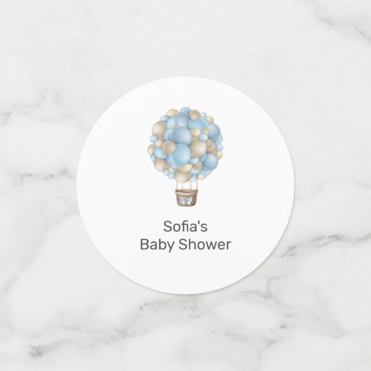 Blue Hot Air Ballon Baby shower Confetti (Kleine voorkant)