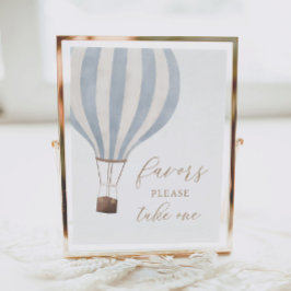 Blue Hot Air Ballon Baby shower Favors Sign Poster